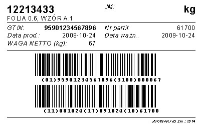 etykiety logistyczne gs1, etykieta logistyczna budowa